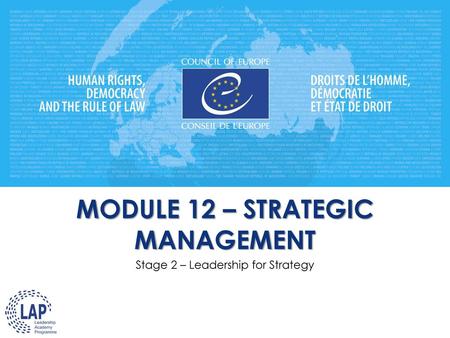 MODULE 12 – STRATEGIC MANAGEMENT