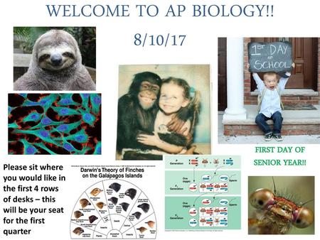 WELCOME TO AP BIOLOGY!! 8/10/17