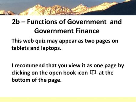 2b – Functions of Government and Government Finance