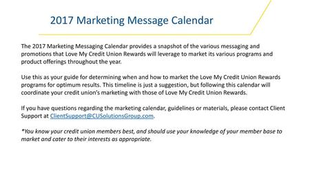2017 Marketing Message Calendar