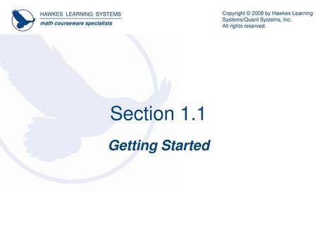 Section 1.1 Getting Started