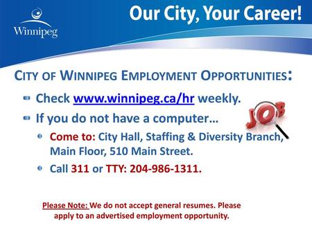 City of Winnipeg Employment Opportunities: