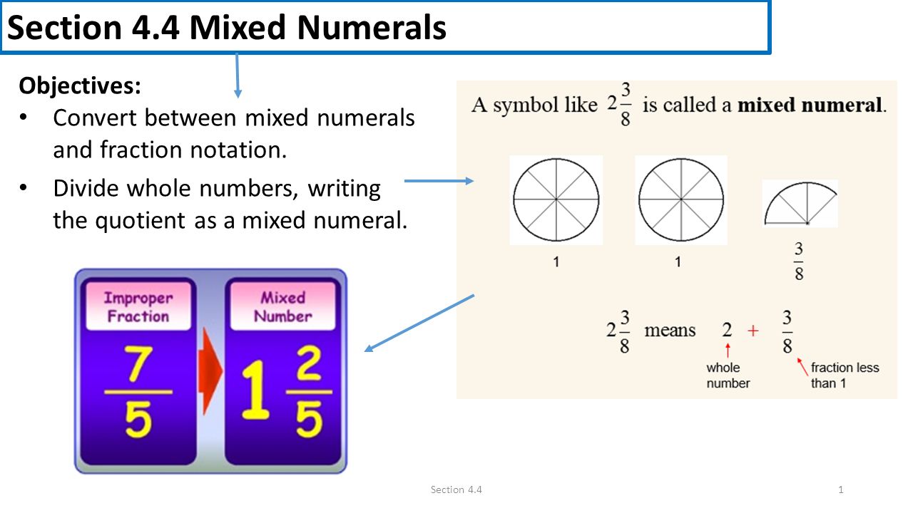 Section 4.4 Mixed Numerals - ppt
