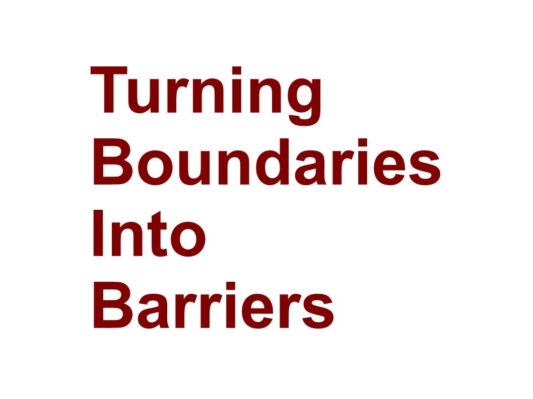Turning Boundaries Into Barriers. Two Words boundaries : something that  indicates or fixes a limit or extent barriers : 1 a : something material  that. - ppt download