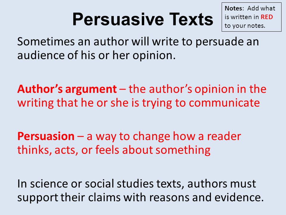 argument or persuasion text examples