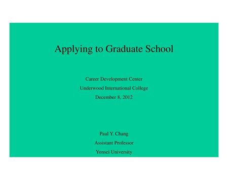 Applying to Graduate School