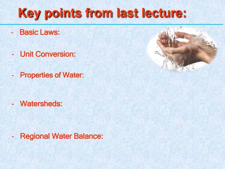 Key points from last lecture: