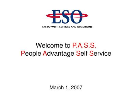Welcome to P.A.S.S. People Advantage Self Service