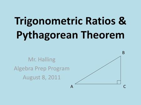Trigonometric Ratios & Pythagorean Theorem