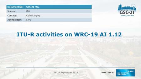 ITU-R activities on WRC-19 AI 1.12