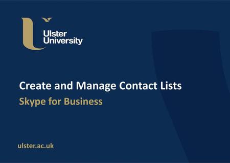 Create and Manage Contact Lists