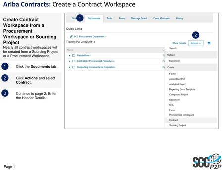 Ariba Contracts: Create a Contract Workspace