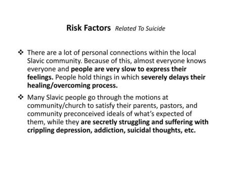 Risk Factors Related To Suicide