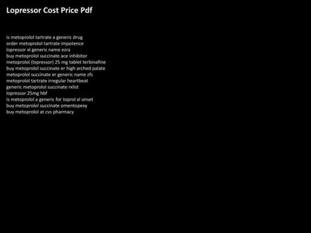Lopressor Cost Price Pdf