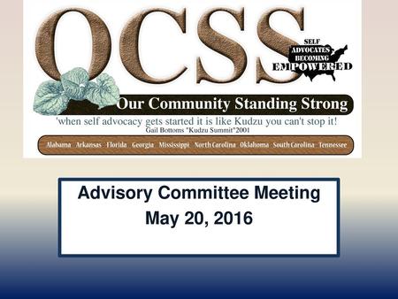 Advisory Committee Meeting May 20, 2016