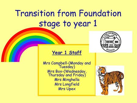 Transition from Foundation stage to year 1