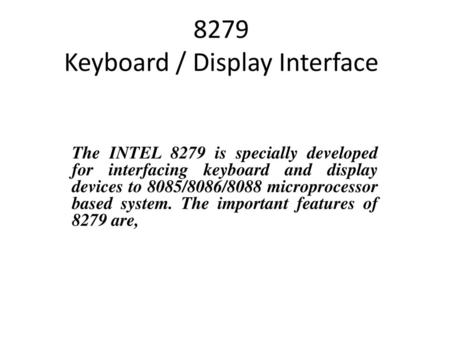 8279 Keyboard / Display Interface