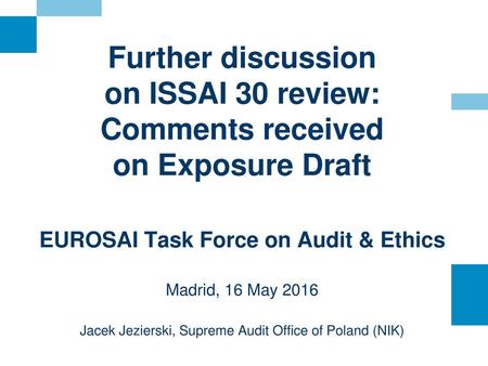 EUROSAI Task Force on Audit & Ethics
