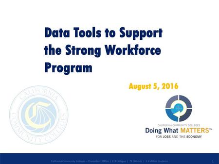 Data Tools to Support the Strong Workforce Program