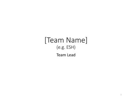 [Team Name] (e.g. ESH) Team Lead.