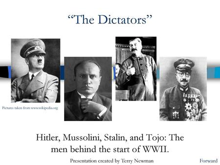 Hitler, Mussolini, Stalin, and Tojo: The men behind the start of WWII.