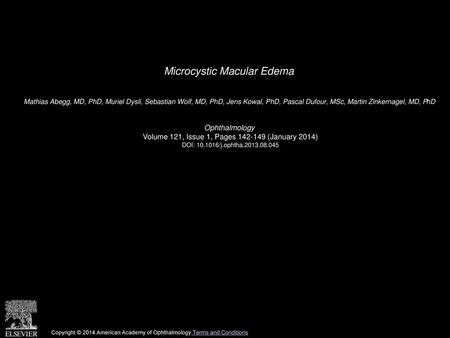 Microcystic Macular Edema