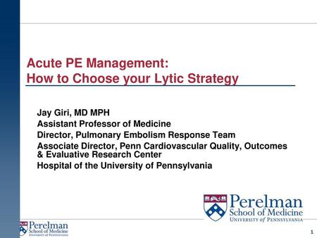 Acute PE Management: How to Choose your Lytic Strategy