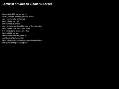 Lamictal Xr Coupon Bipolar Disorder