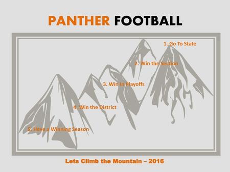 Lets Climb the Mountain – 2016