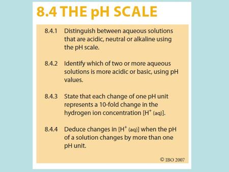 PH pH is a measure of acidity of a solution on a scale that is usually thought of as going from 0 to 14. For concentrated solutions of strong acids and.