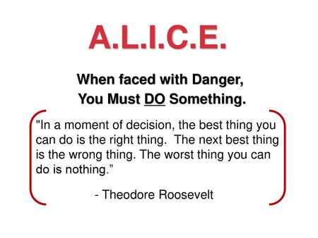 A.L.I.C.E. When faced with Danger, You Must DO Something.