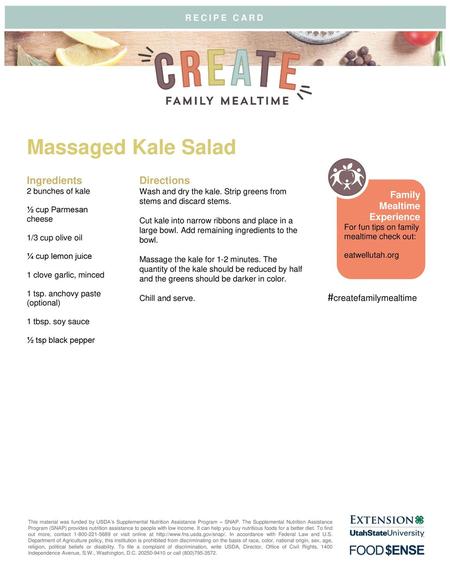 Massaged Kale Salad #createfamilymealtime Ingredients Directions