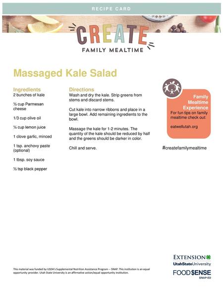 Massaged Kale Salad #createfamilymealtime Ingredients Directions