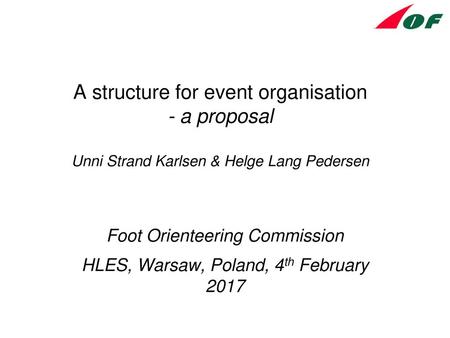 Foot Orienteering Commission HLES, Warsaw, Poland, 4th February 2017