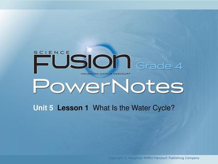 Unit 5 Lesson 1 What Is the Water Cycle?