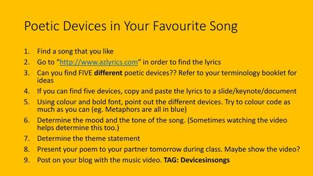 Poetic Devices in Your Favourite Song