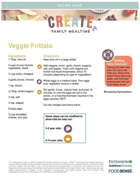 Veggie Frittata #createfamilymealtime Ingredients Directions
