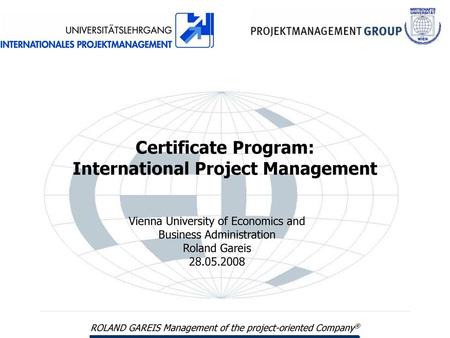Certificate Program: International Project Management
