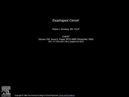 Esophageal Cancer CHEST