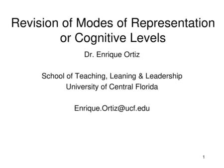 Revision of Modes of Representation or Cognitive Levels