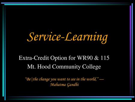 Service-Learning Extra-Credit Option for WR90 & 115