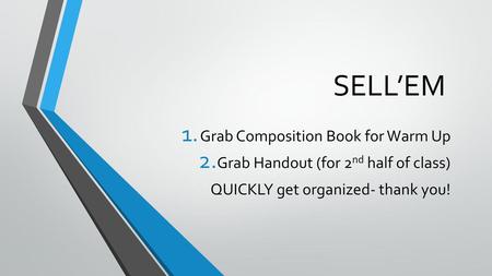 SELL’EM Grab Composition Book for Warm Up