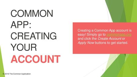 COMMON APP: CREATING YOUR ACCOUNT