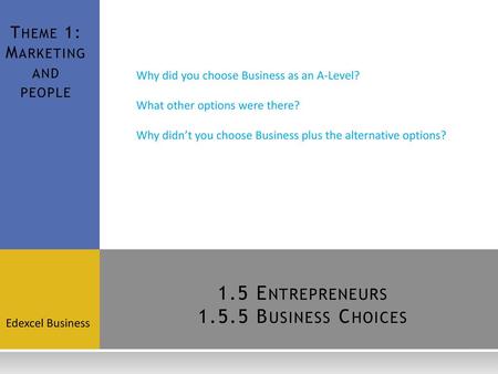 1.5 Entrepreneurs Business Choices
