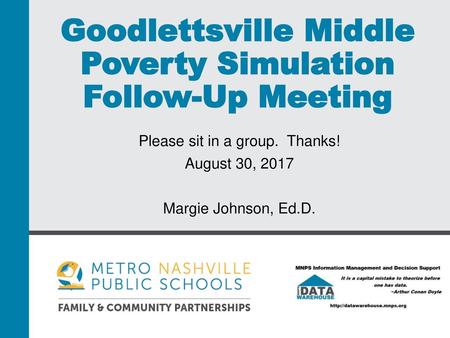Goodlettsville Middle Poverty Simulation Follow-Up Meeting