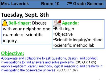 Mrs. Laverick Room 10 7th Grade Science