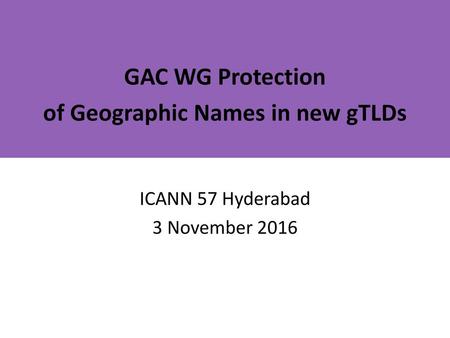 of Geographic Names in new gTLDs