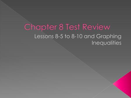 Lessons 8-5 to 8-10 and Graphing Inequalities