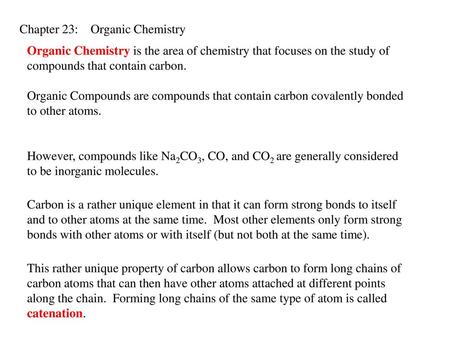 Chapter 23:    Organic Chemistry