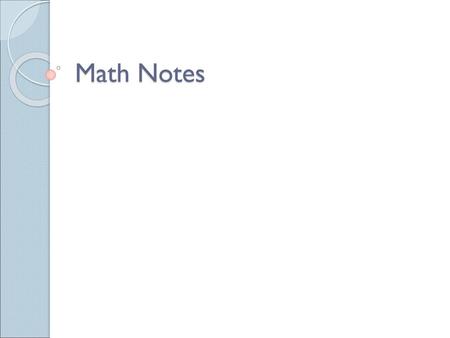 Math Notes.